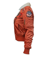 Top Gun Women's Orange Satin Bomber Jacket